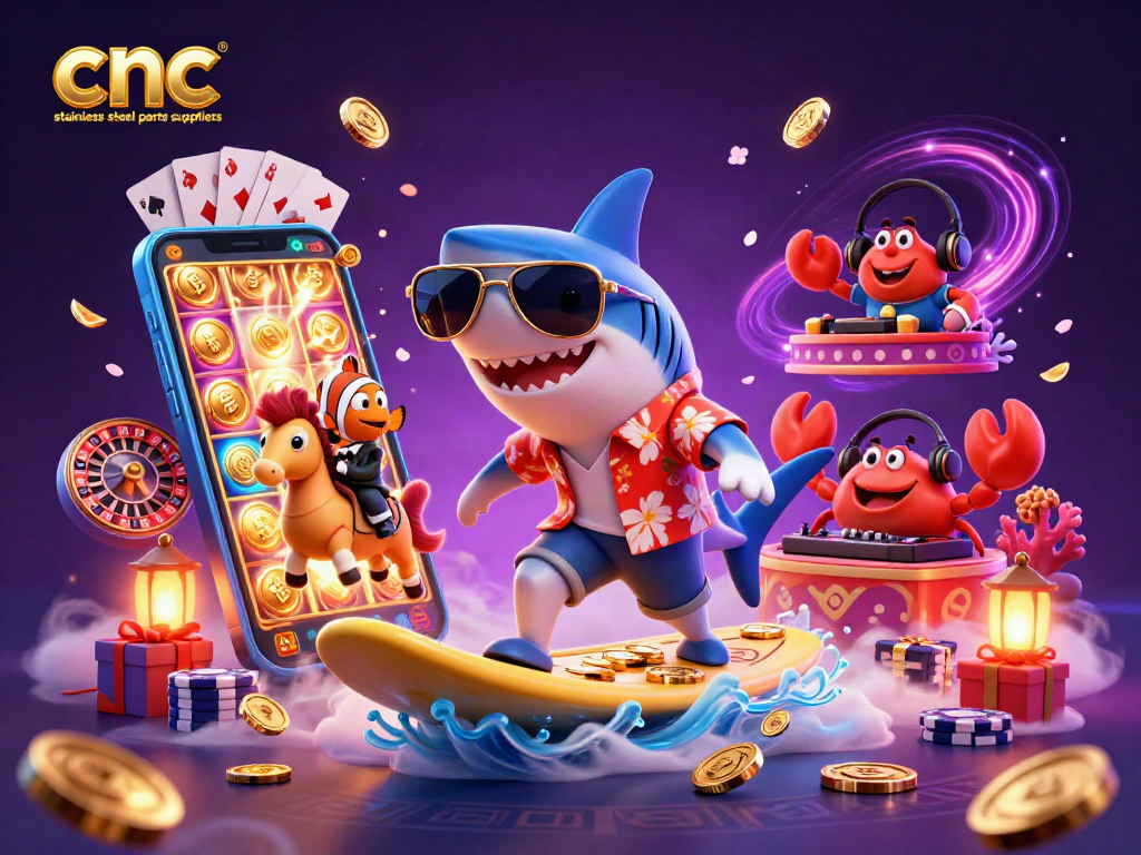 CNC stainless steel parts suppliers showcase vibrant casino-themed characters and exciting gambling elements.